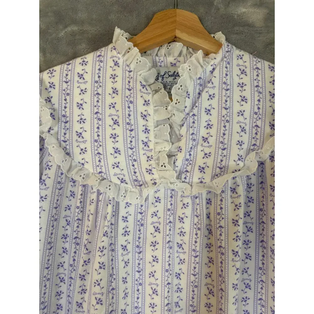 Lanz Salzburg Tyrolean Purple Flower Traditional Long Nightgown S Ballet Cottage